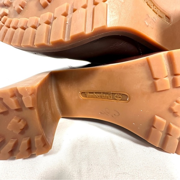 Timberland Allington Heeled Hiker Boots Leather Lug Sole Burgundy Oxblood W’s 8 - Picture 12 of 13